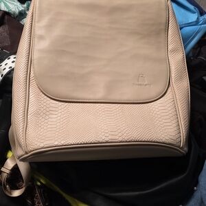Tote&Carry Beige Textured Backpack